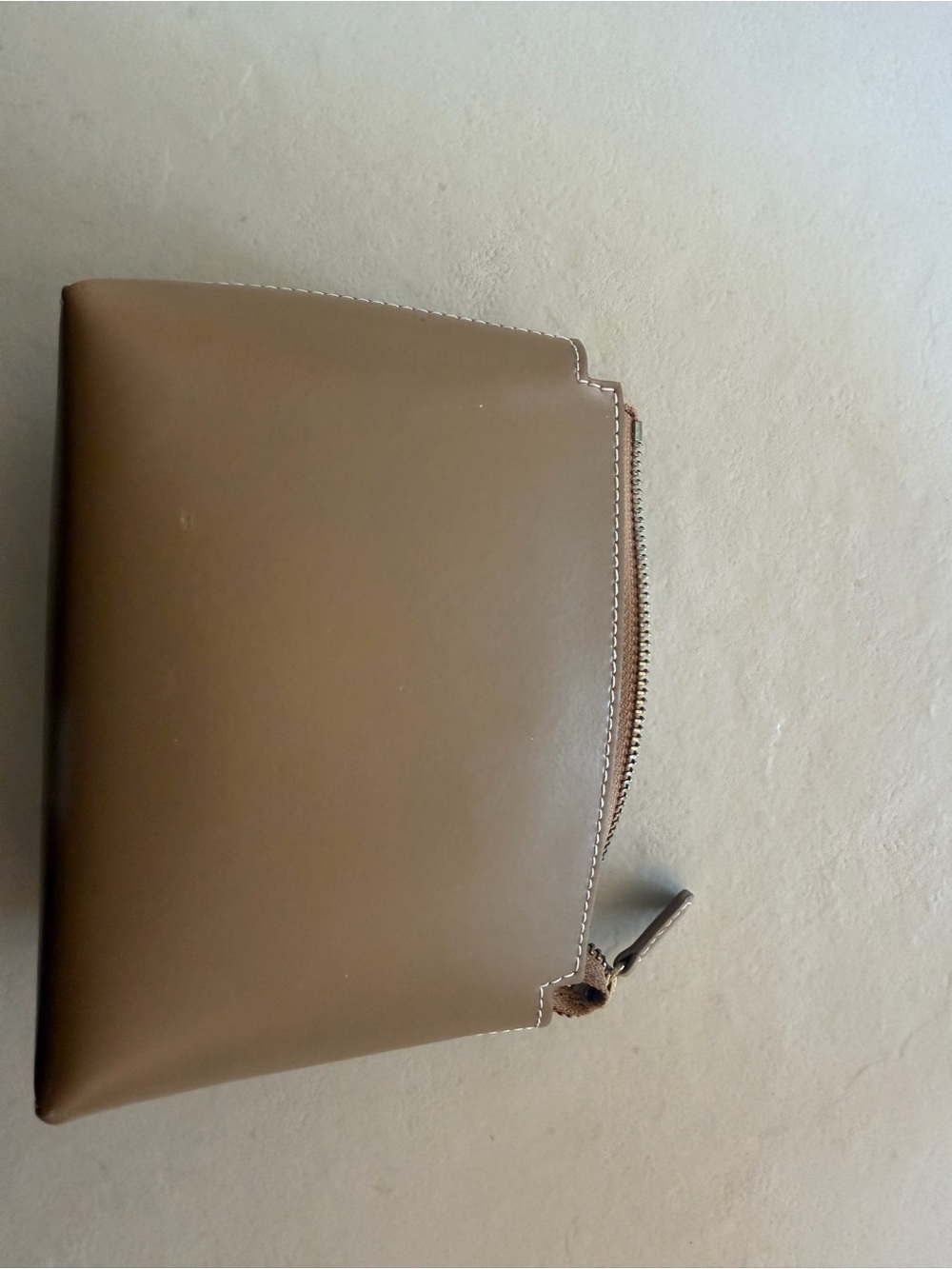 NWOT STAUD zipper pouch clutch brown taupe leather